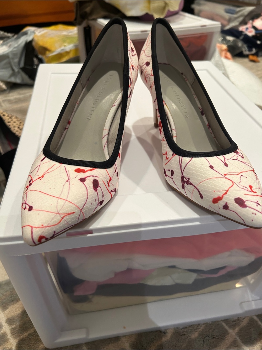 Logo by Lori Goldstein- 2-inch fabric covered heels